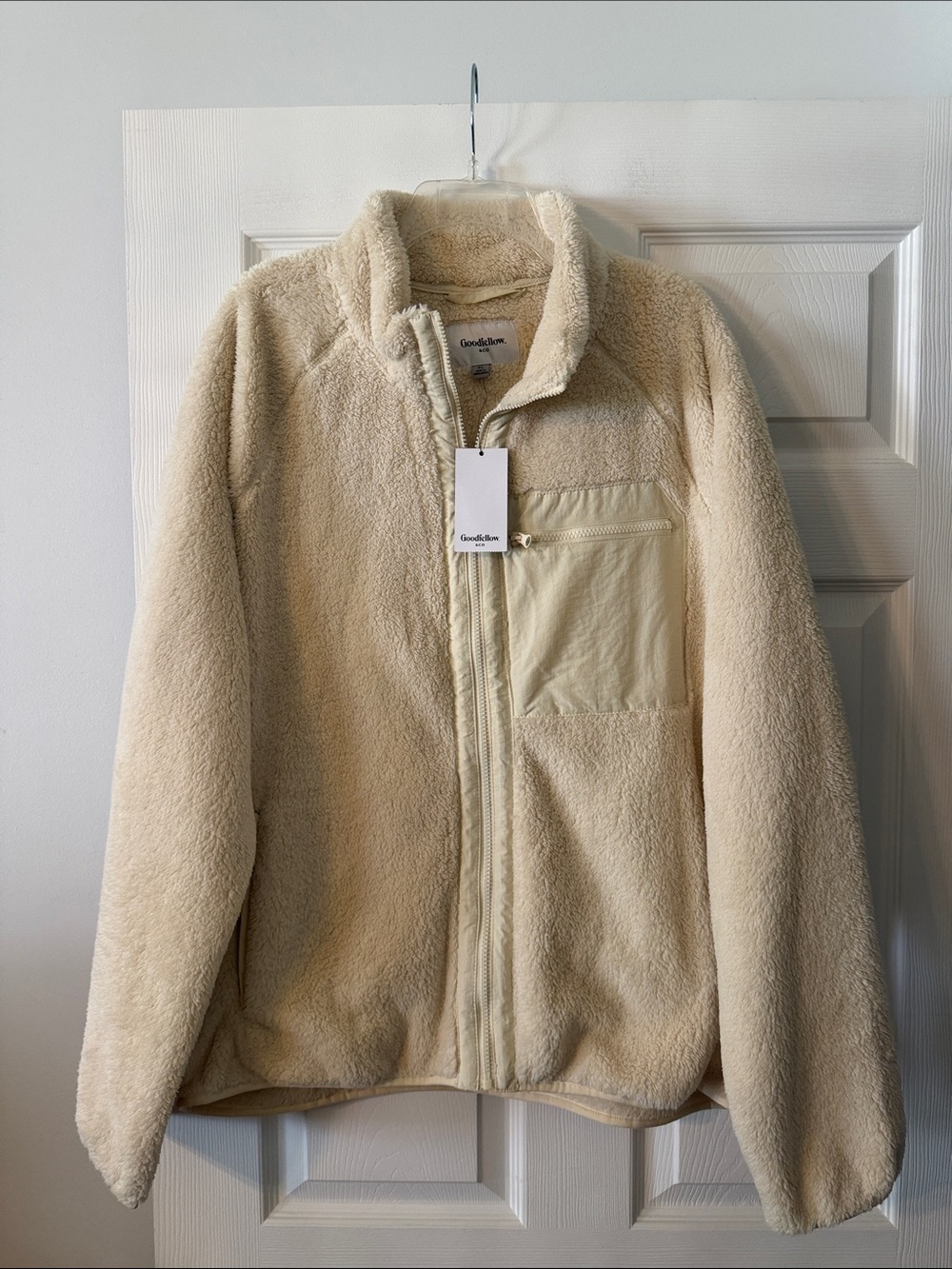 Goodfellow & Co Cream Sherpa Puffer Jacket size XL brand new length 30” bust 50